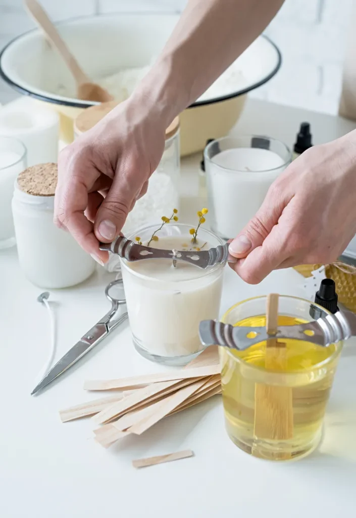 Homemade candle favors.