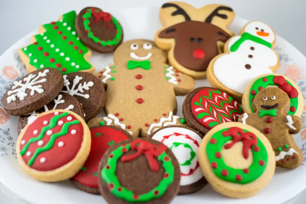 A platter of Christmas cookies.