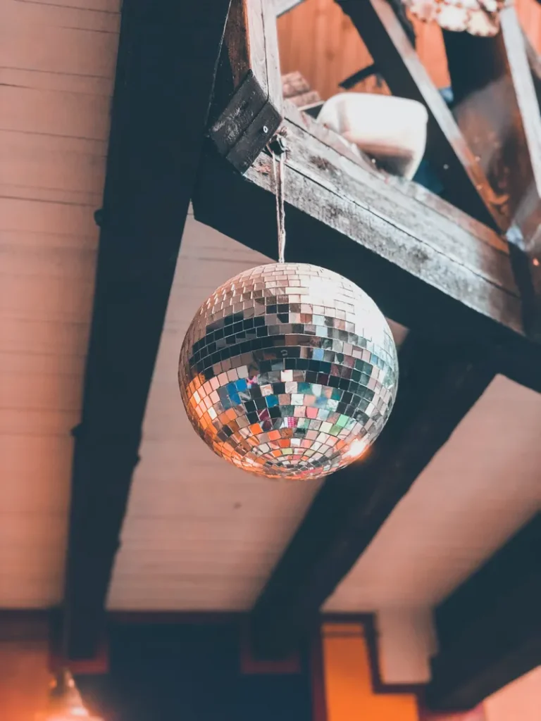 A venue with ample space for disco balls.