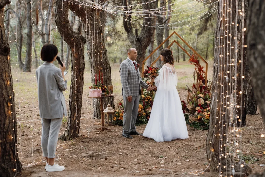 A unique seating arrangement for the ceremony.