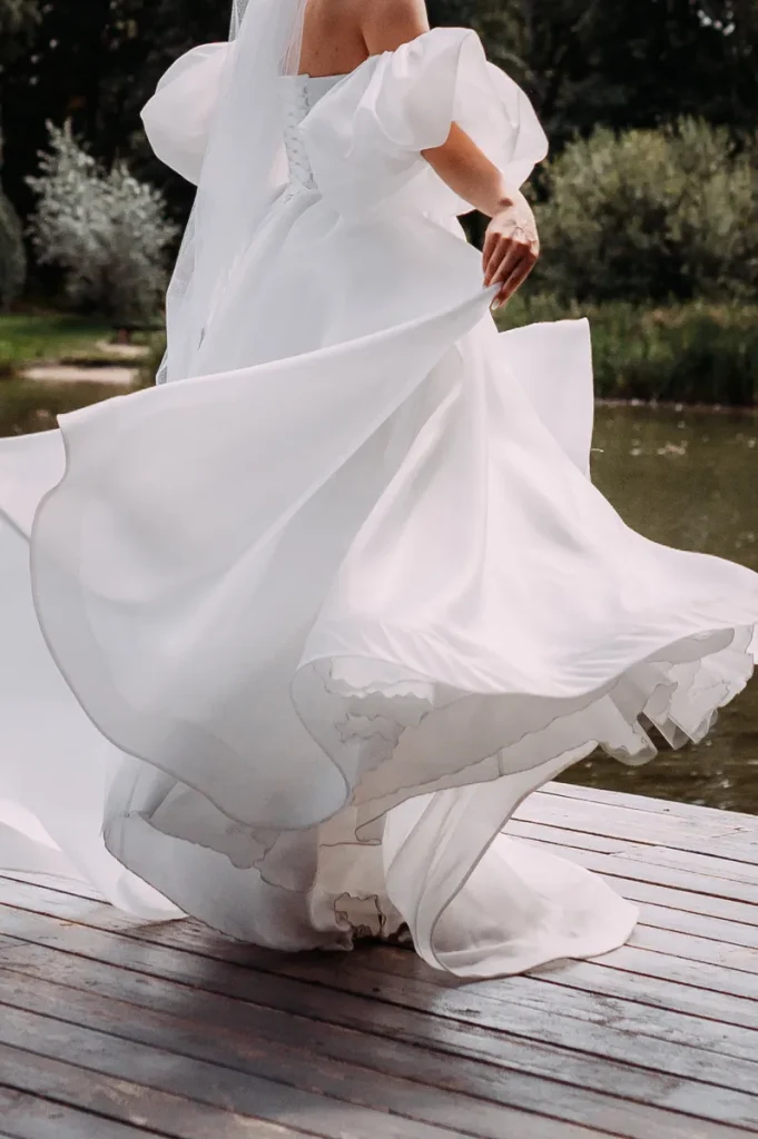 A flowy yet still princessy wedding dress.