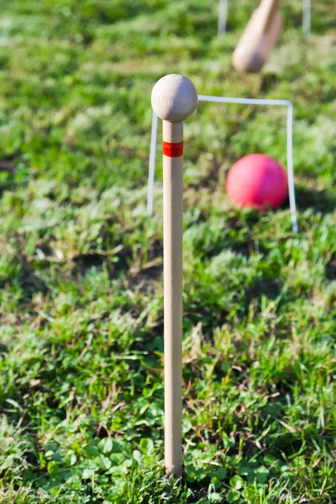 A lawn game of croquet.