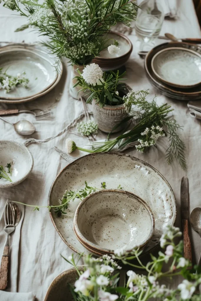 A rustic garden inspired tablescape.
