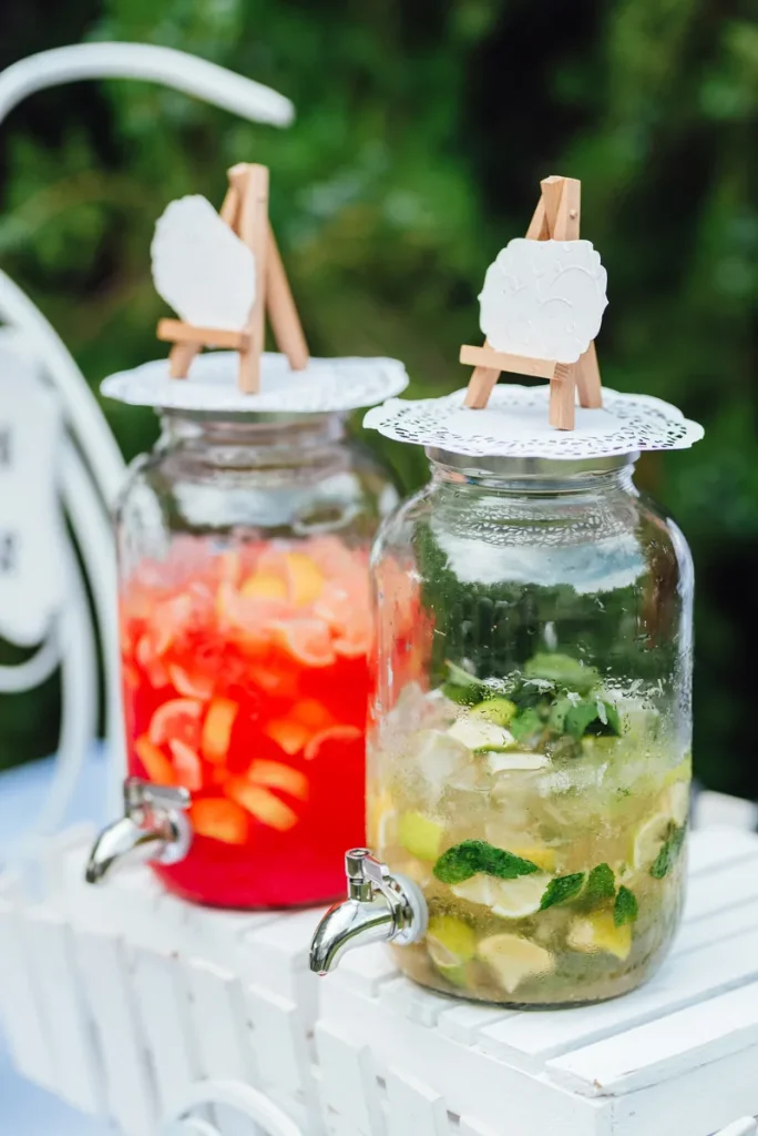 Some drinks in self serve/pour for yourself containers.