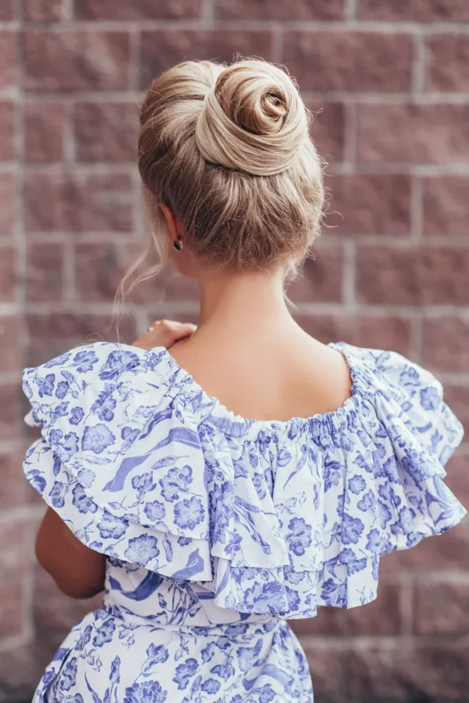 A beautiful twisted updo that would fit right into a boho themed bridal party.