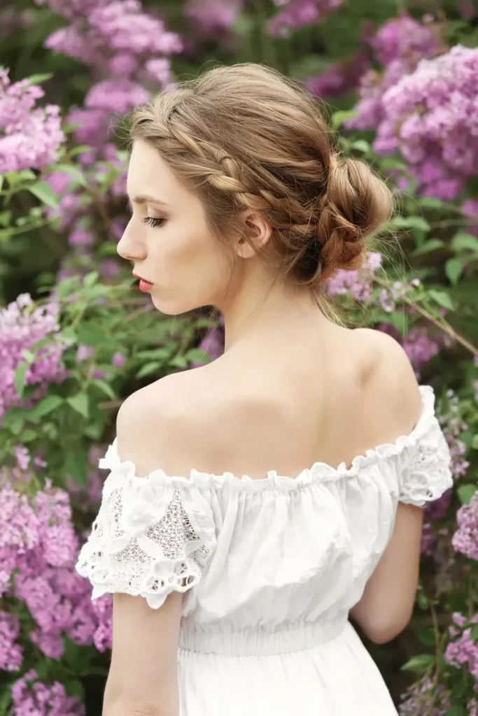 A low messy bun that you could include in your wedding party.