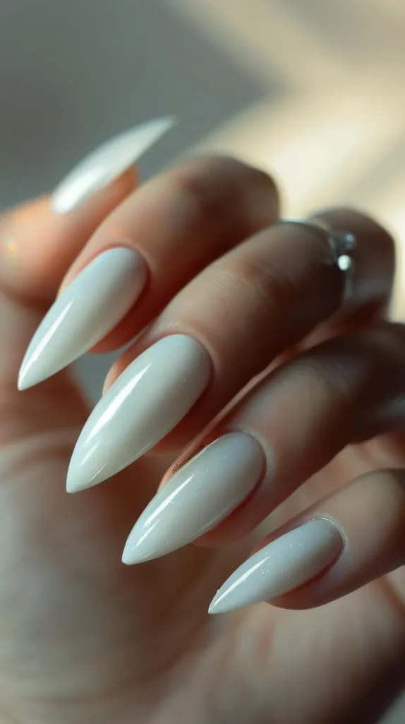 Milky or off white nails can really bring together your classy wedding nails.