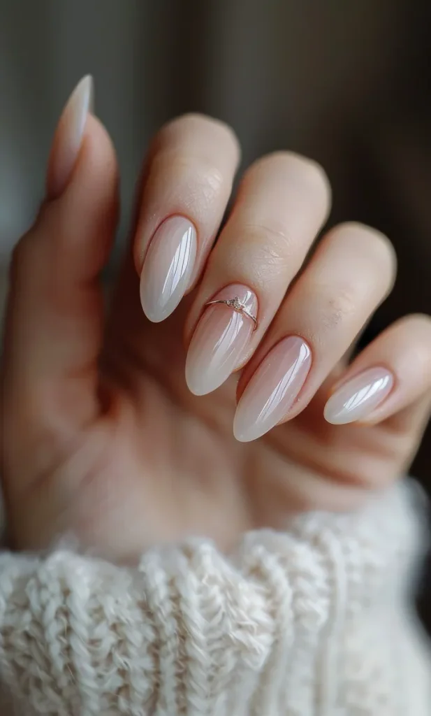 A simple pearl accent on one or a few nails can add a classy elegance to your nails.