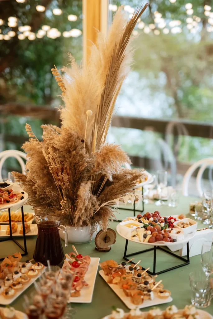 A boho inspired rustic fall centerpiece.