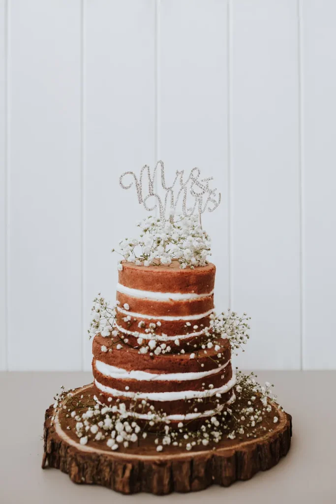 A naked fall wedding cake.