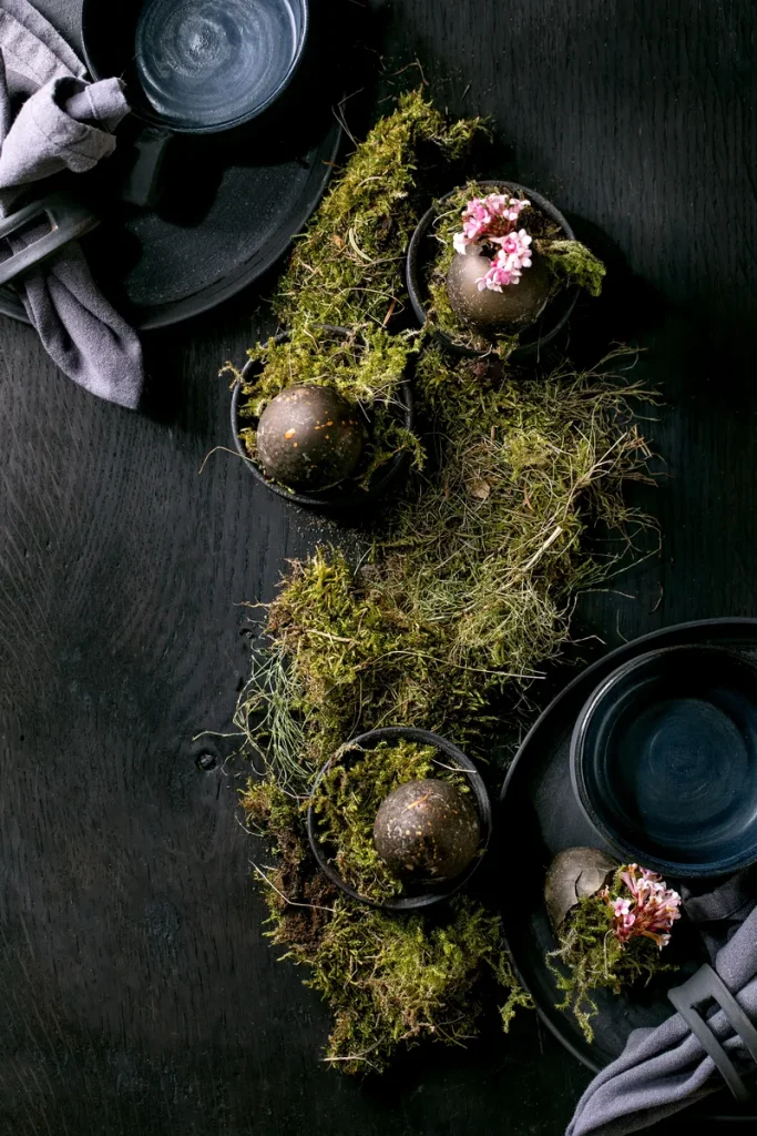 A tablerunner option for your forest wedding table decor.