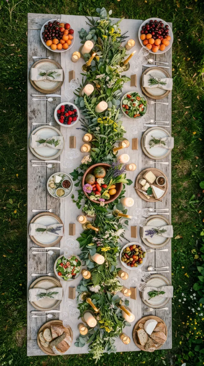 An example of how you can scatter candles throughout your forest wedding table decor.