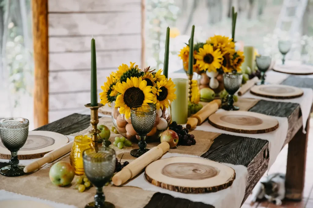 Tree slices that can be used under plates or centerpieces in your forest wedding table decor. 