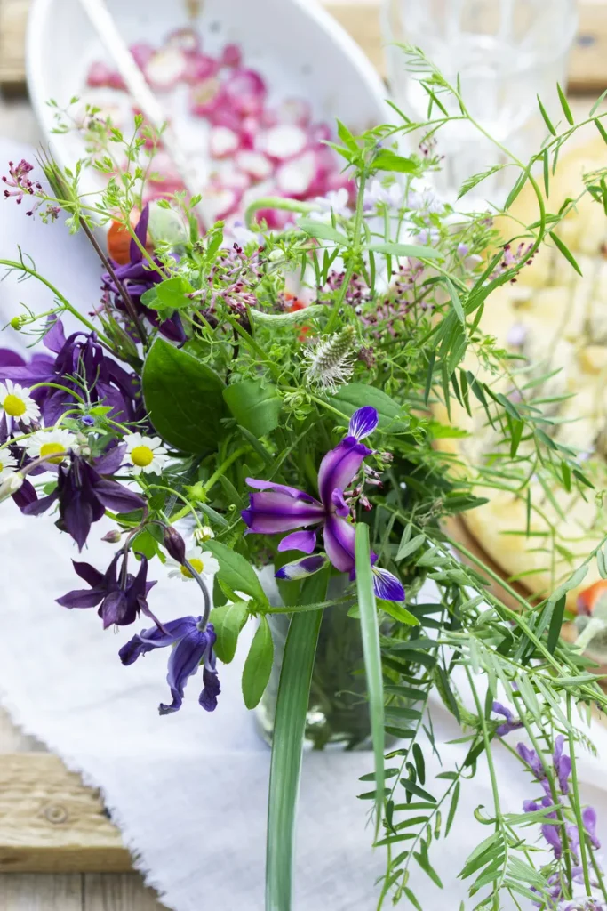 A wildflower arrangement you could use in forest wedding table decor.